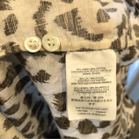 J. Crew Perfect Fit Button Down in Ivory with Brown Leopard Print - 0 - Picture 4 of 6